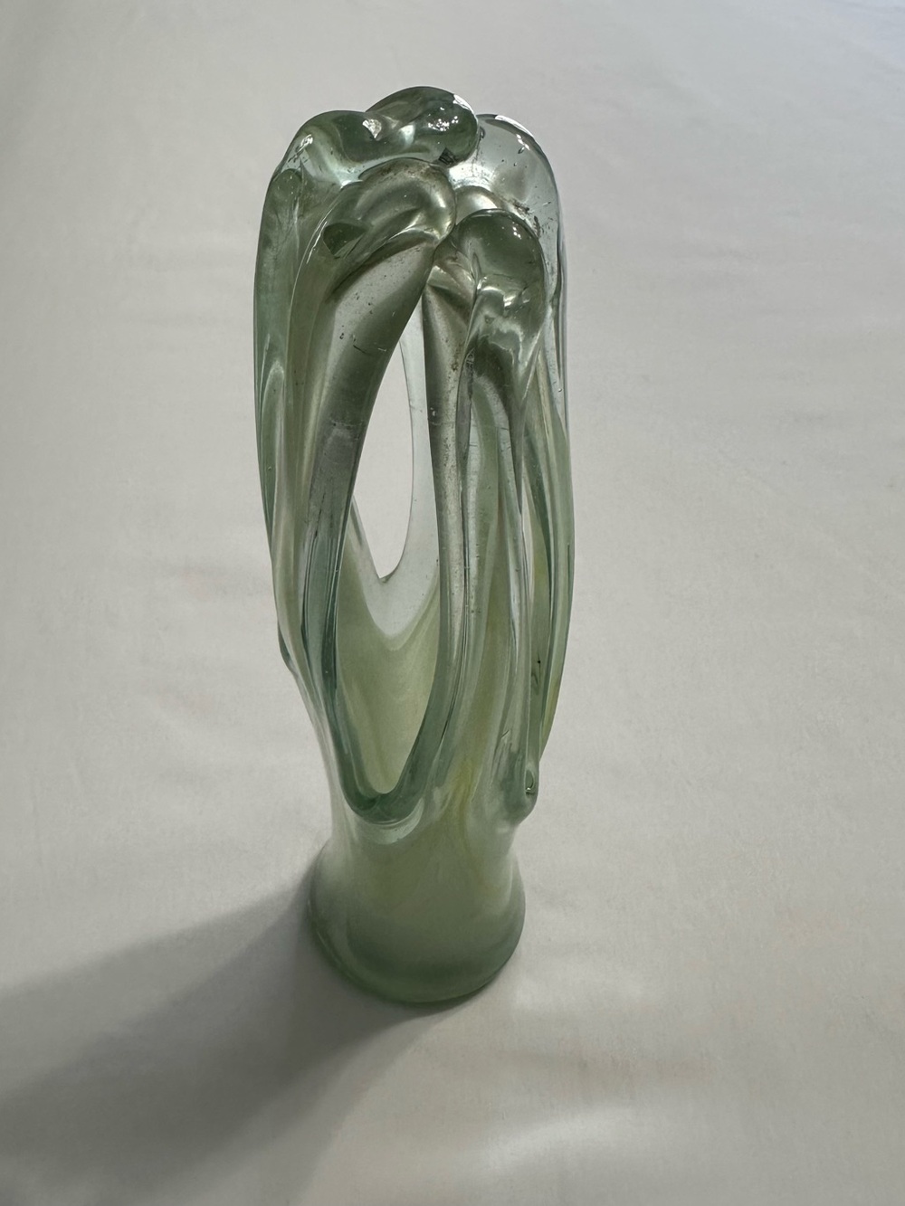 Handblown Green Glass Sculpture Vase - Elegant Home Art
